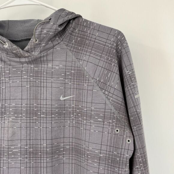 Nike Dri-Fit Run Jog Vented Hoodie Reflective Size L Long Sleeve Reflective Gray - Picture 2 of 13